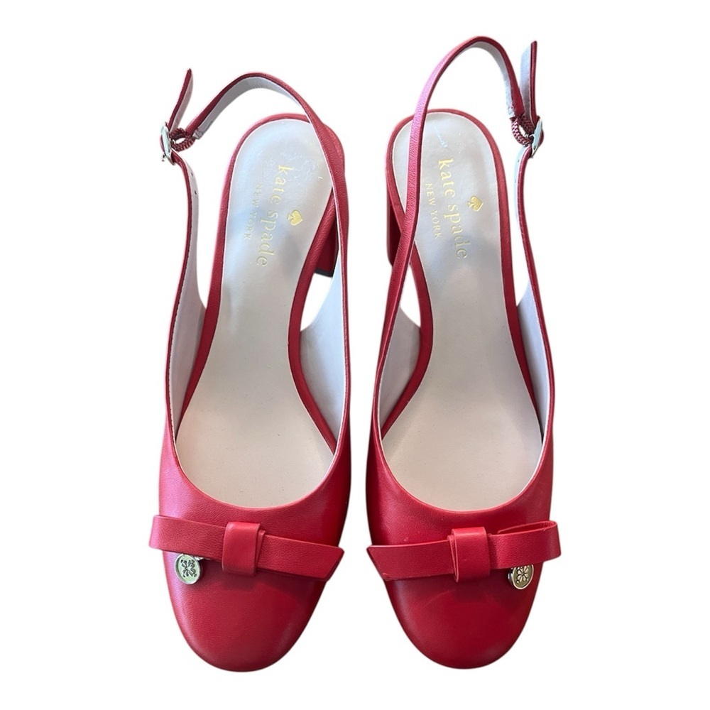 Kate Spade Bachata SB Red Leather Slingback Pumps size 6.5